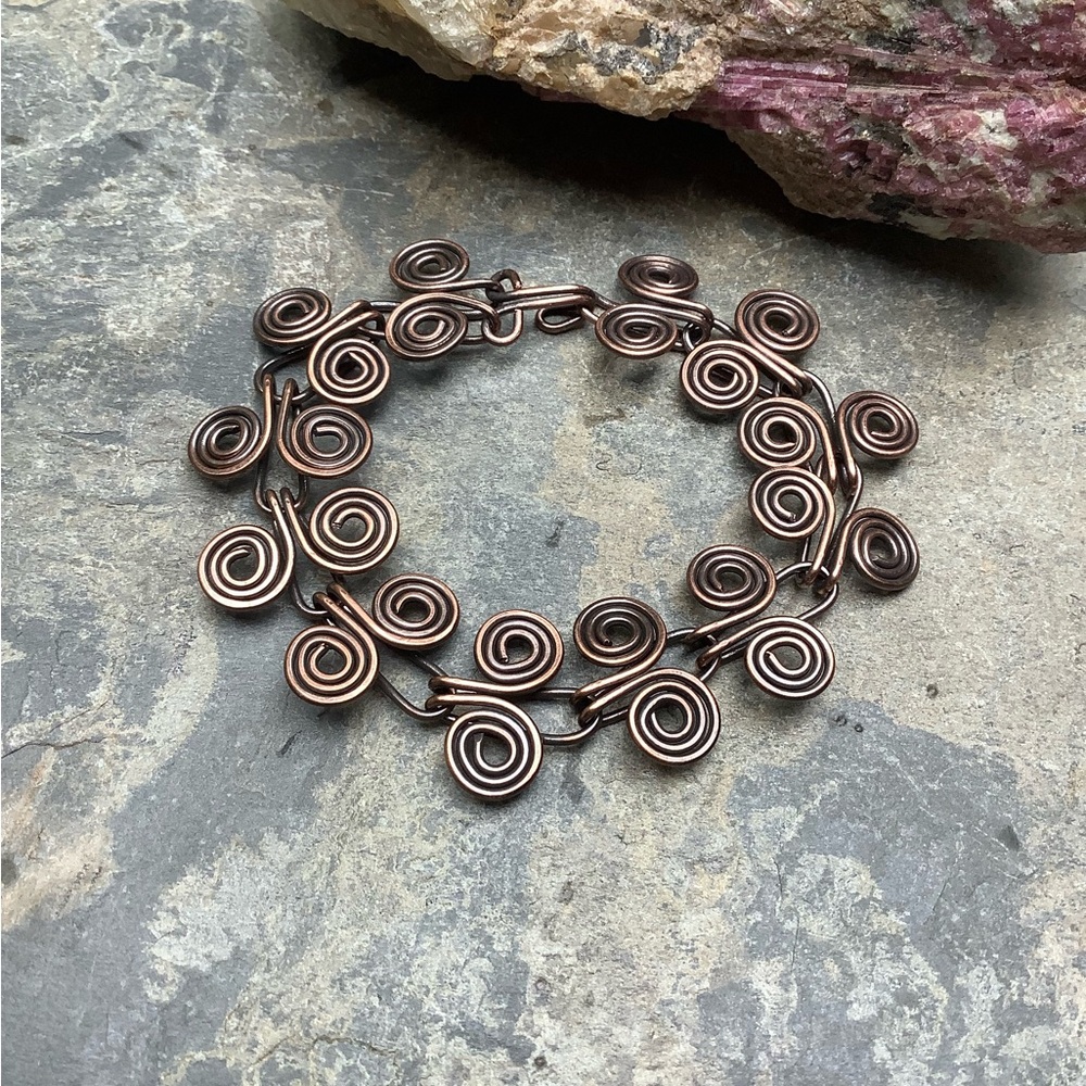 Artisan Egyptian Spiral Copper Wire Work Bracelet Handmade USA